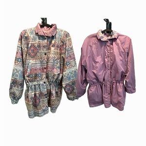 Vintage 90s Reversible Patterned WINDBREAKER  JACKET Sz M